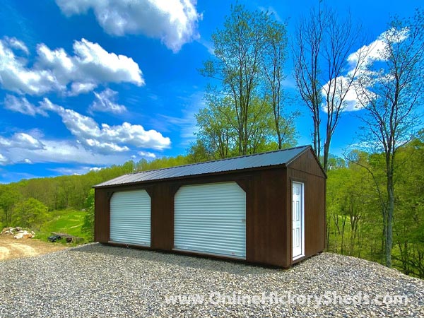 Hickory Sheds Utility Garage Painted Double Roll Up Doors