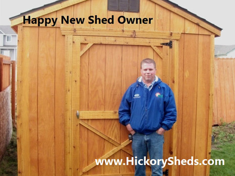 A man happy with his new Hickory Shed