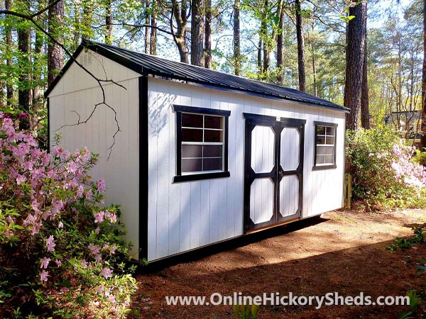 Hickory Sheds Side Utility Painted Barn White with Black Trim