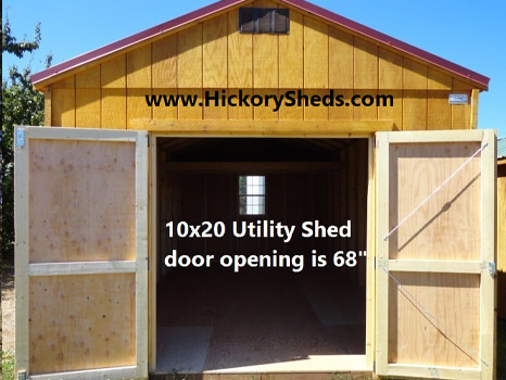 Hickory Sheds Utility Shed Double Barn Doors Open
